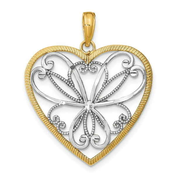 14k Two Tone Gold Heart Charm Pendant 14k Two Tone Gold Heart Charm Pendant